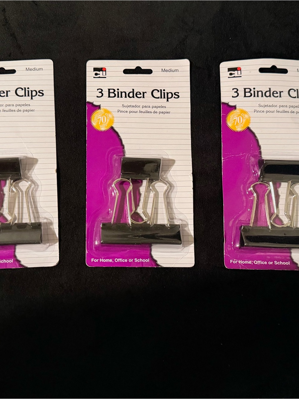 Charles Leonard CLI Medium Binder Clips Black/Silver